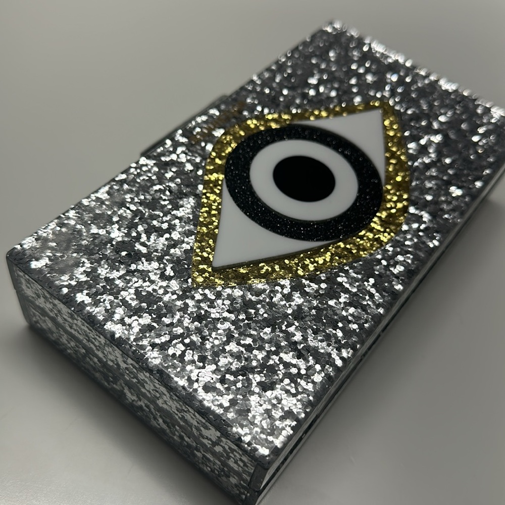 Sequined Eye Box Rectangular Clutch - image 5